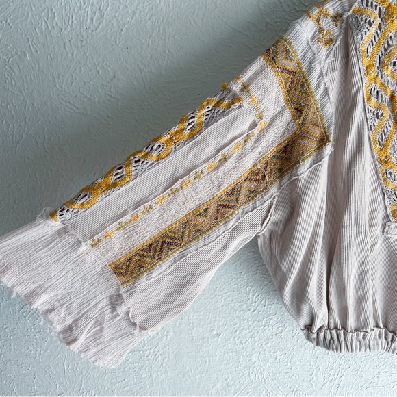 Free People Cross Country Cropped Top In Salt XS Knit Boho - Picture 3 of 6